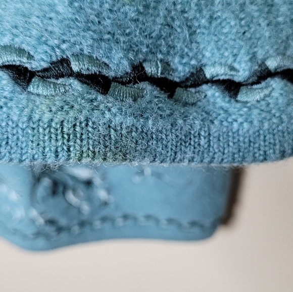 Vintage Linea By Louis Dell'Olio Wool Cardigan L Floral Embroidered Classic - Picture 7 of 9